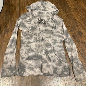 PINK grey tie-dye hoodie